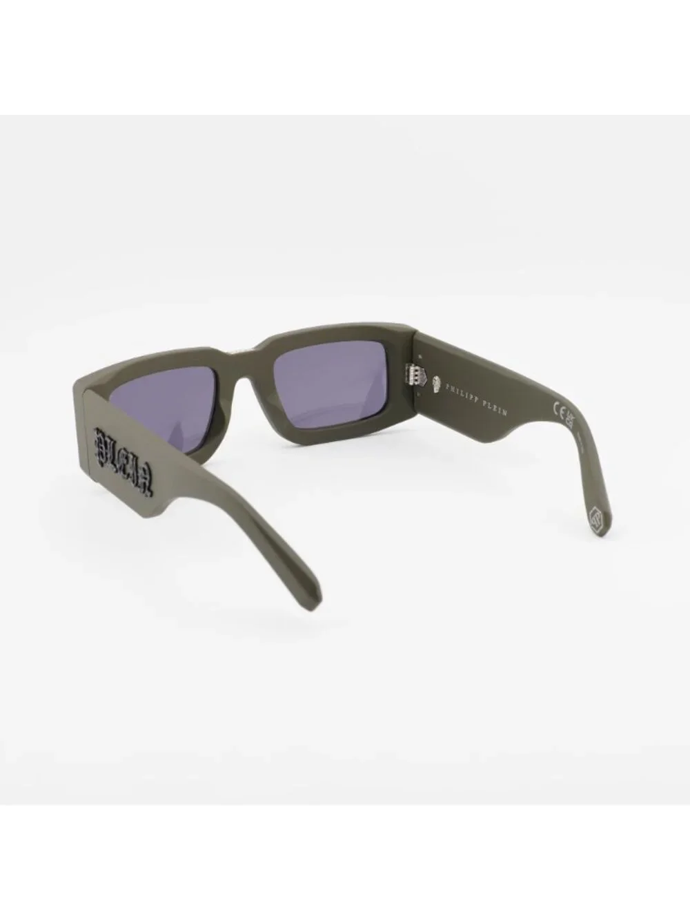 Philipp Plein SPP149 0C02 Unisex Sunglasses Green Rectangle Frame, Blue Lenses